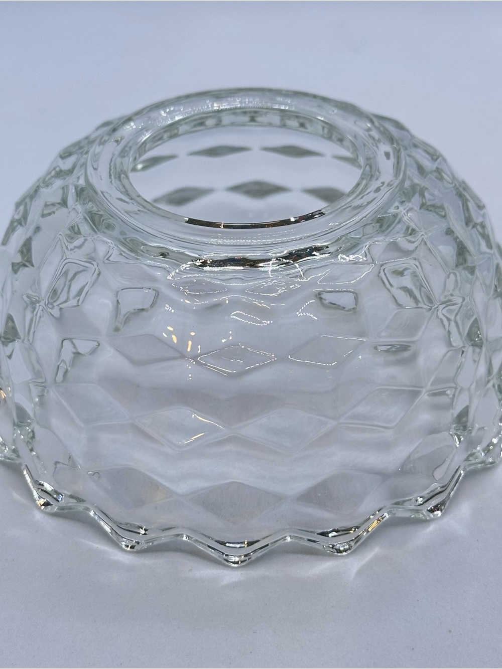 Vintage Homco Clear Cubist Glass Fairy Light Lamp Votive Candle Holder 2 Piece - Picture 3 of 11